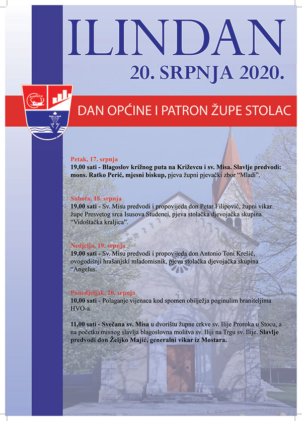 Program Ilindanskih svečanosti u Stocu 2020. Program Ilindanskih svečanosti u Stocu 2020.