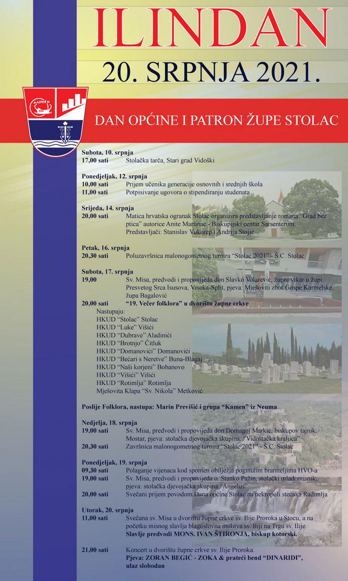 Program Ilindanskih svečanosti u Stocu 2021. Program Ilindanskih svečanosti u Stocu 2021.